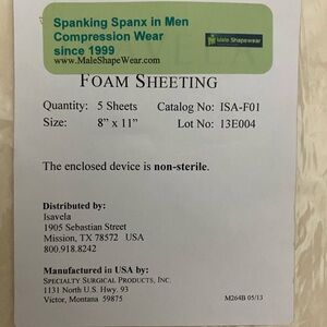 Post liposuction and body sculpting surgery Foam Sheeting.